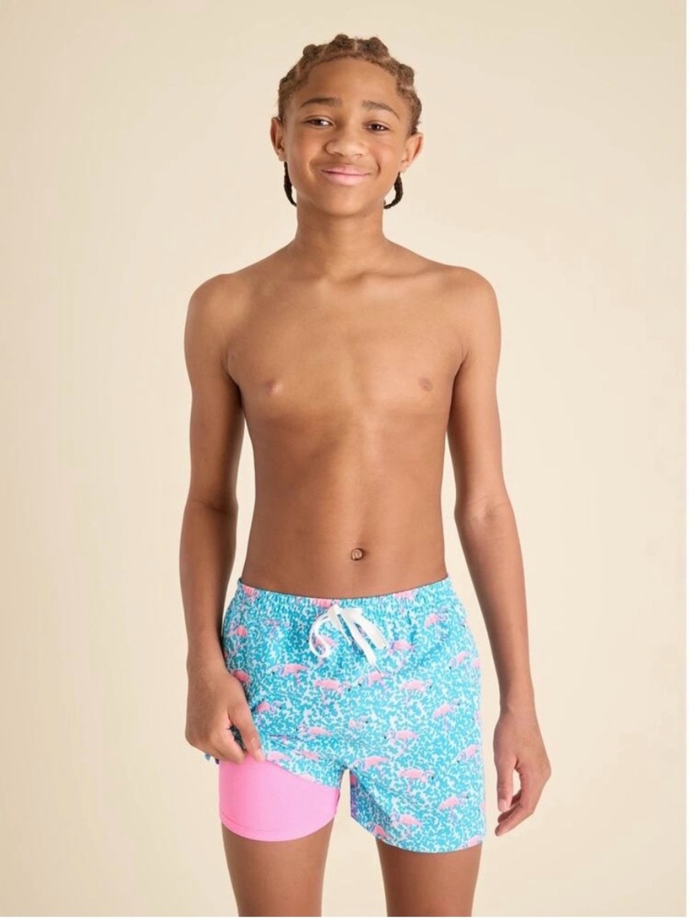NWOT Chubbies The Domingos Are For Flamingo Swim Trunks Boys’ Large 14/16 Lined